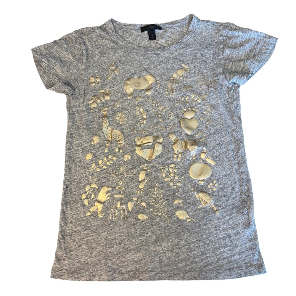 J Crew Metallic menagerie Grey T-shirt Item F9854 size‎ XS